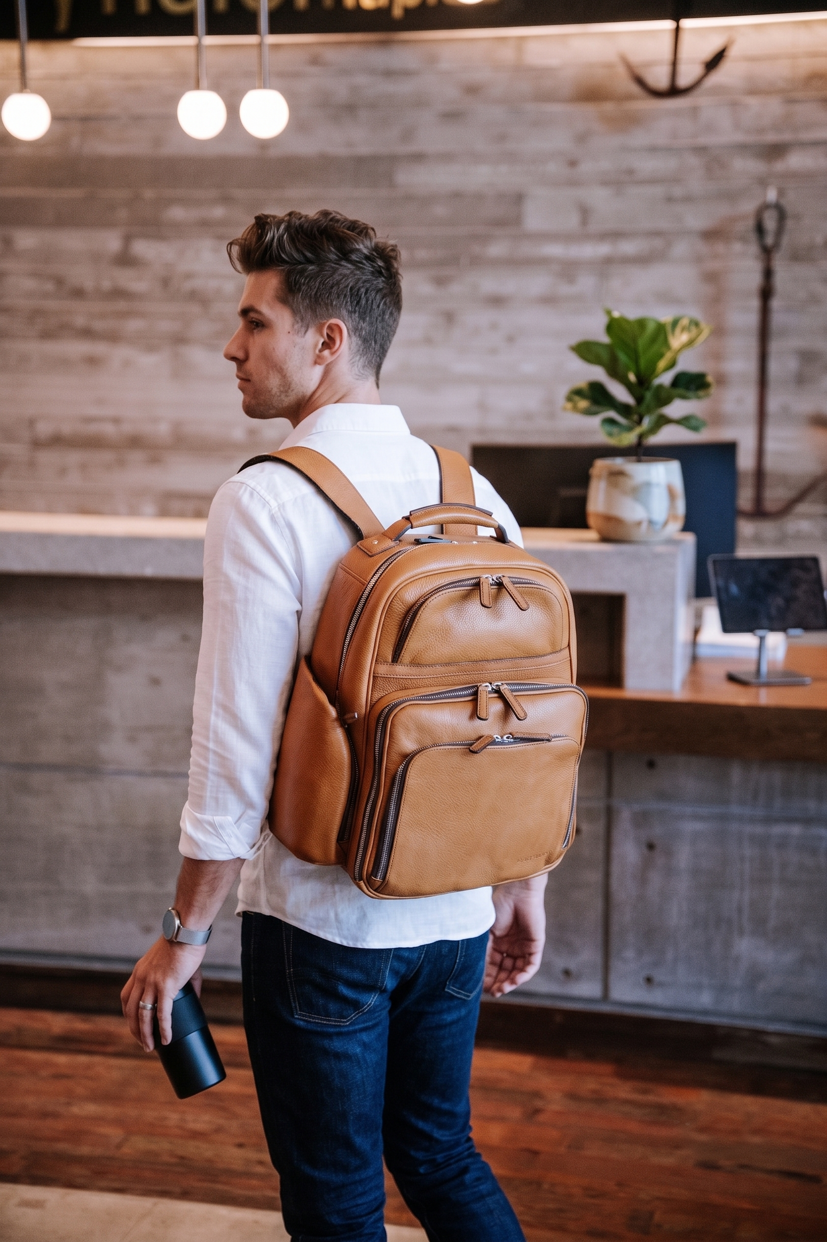 Mason Workday Leather Backpack, Alternate, color, Pebbled Tan