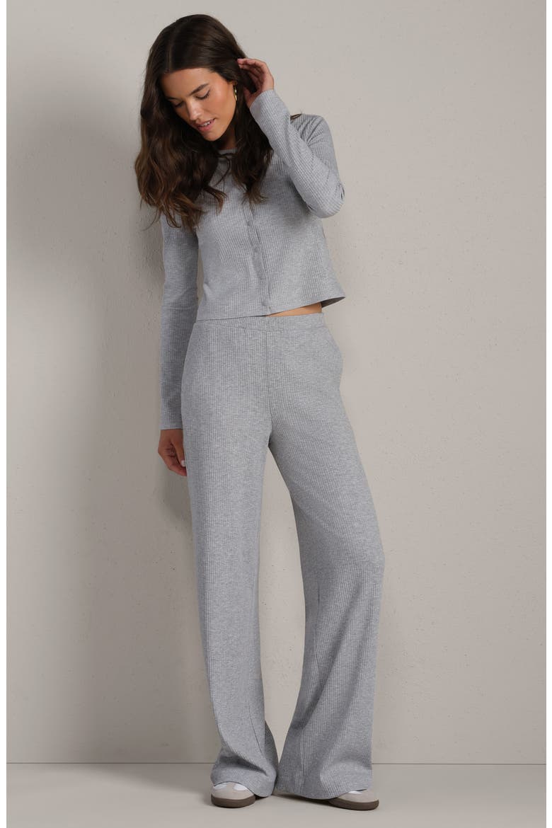 LivLuxe Rib Wide Leg Pants, Alternate, color, HEATHER GRAY