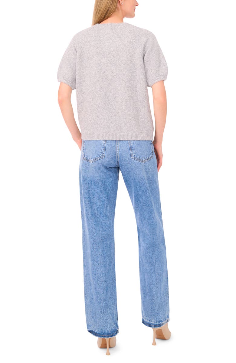 Halogen<sup>®</sup> Floral Embroidered Short Sleeve Sweater, Alternate, color, Light Heather Grey