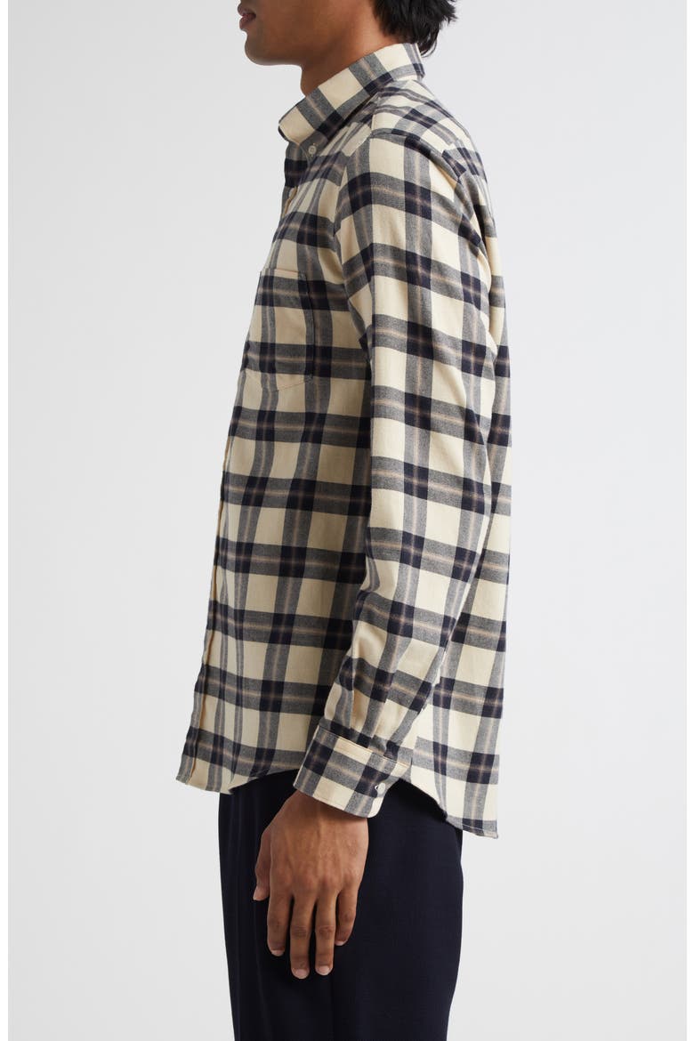 Check Brushed Cotton Flannel Button-Down Shirt, Alternate, color, ECRU/ TRUFFLE CHECK