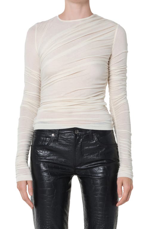 Agolde Tania Long-sleeve Twist Tee In Neutral