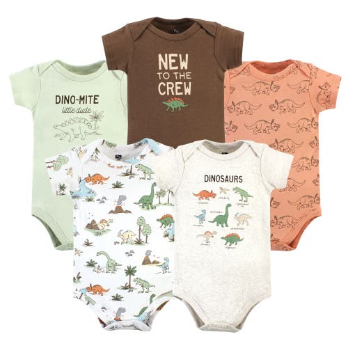 Hudson Baby Five-piece Set Of Cotton Infant All-in-one Bodysuits In Brown