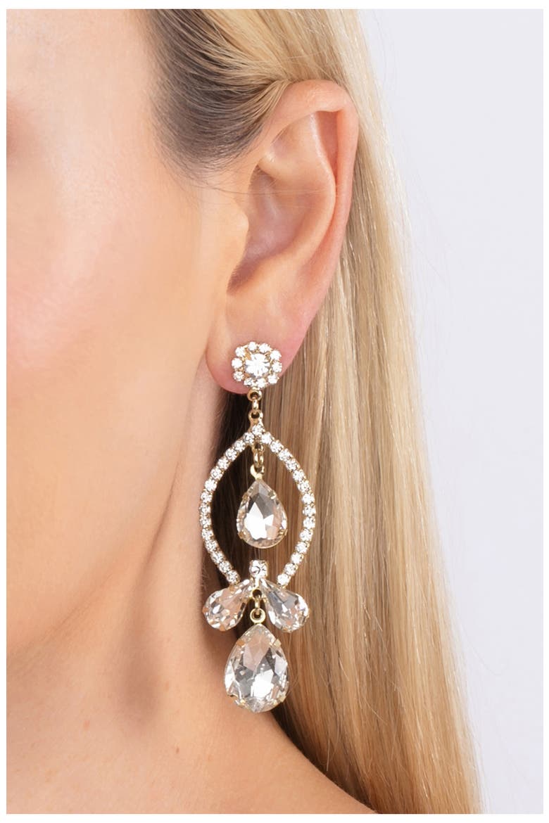 Crystal Drop Statement Earrings, Alternate, color, GOLD