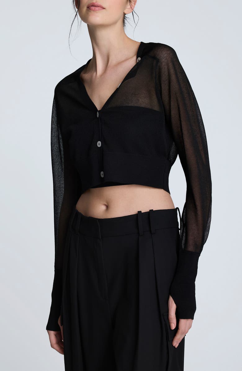 Kenneth Cole Saddle Shoulder Crop Cardigan, Main, color, Black