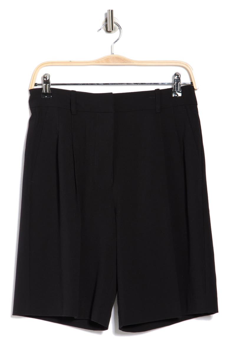 Brooklyn Pleat Front Bermuda Shorts, Alternate, color, BLACK