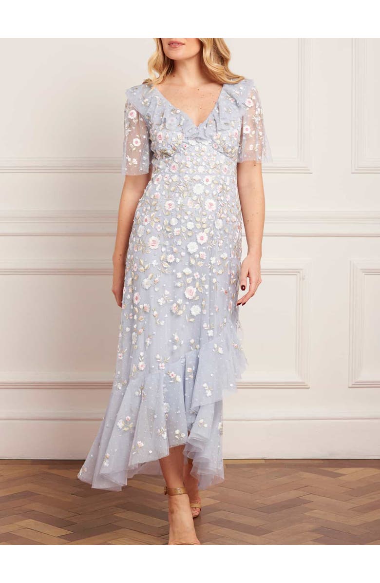 Needle & Thread Ethereal Blooms Frill Ankle Gown, Alternate, color, Skylight/Multi