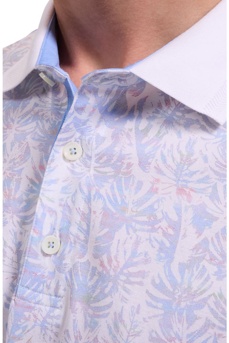 Valerian OoohCotton® Watercolor Tropical Print Polo, Alternate, color, VISTA BLUE