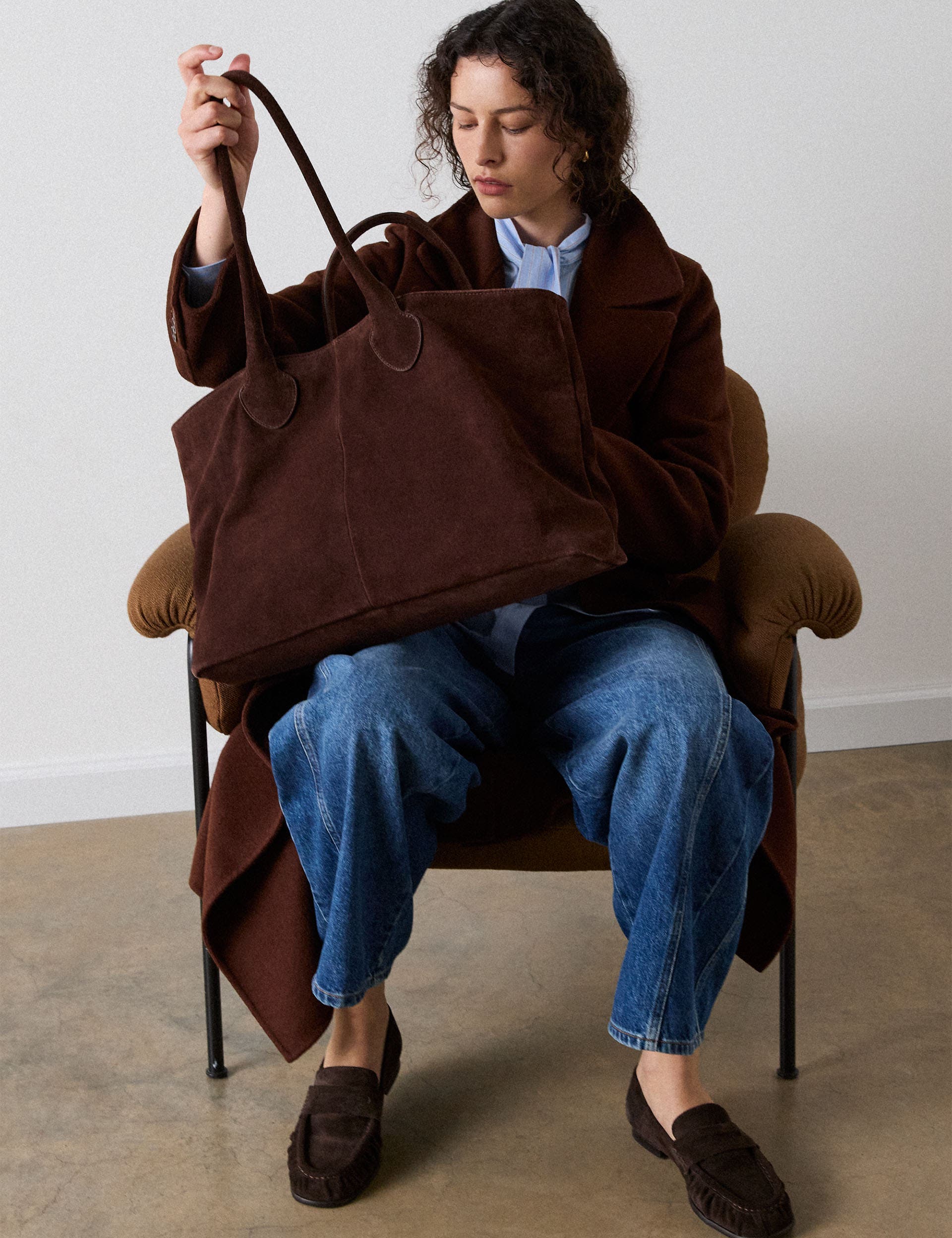 Leandra Suede Tote Bag, Alternate, color, Chocolate