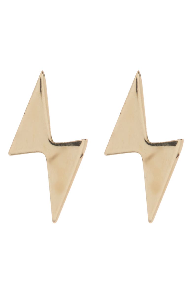 Bony Levy 14K Yellow Gold Petite Lightning Bolt Stud Earrings, Main, color, 