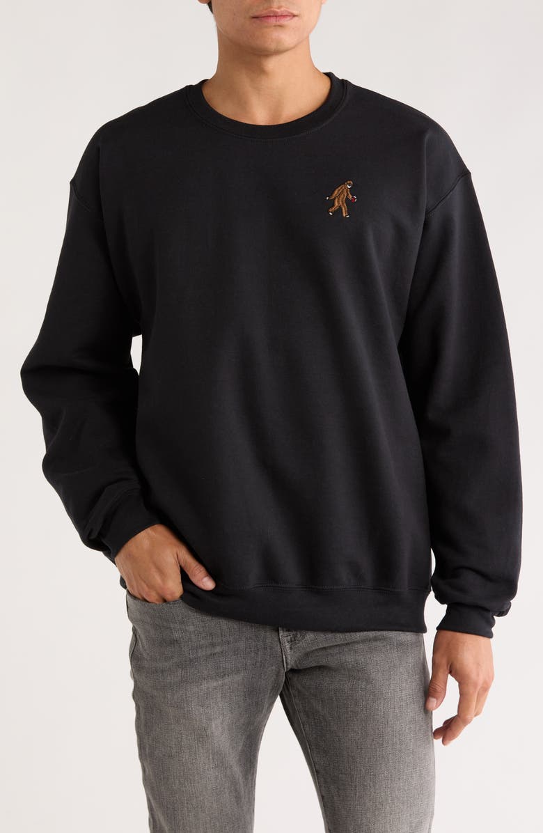 RIOT SOCIETY Bigfoot Embroidered Crewneck Sweatshirt, Main, color, Black