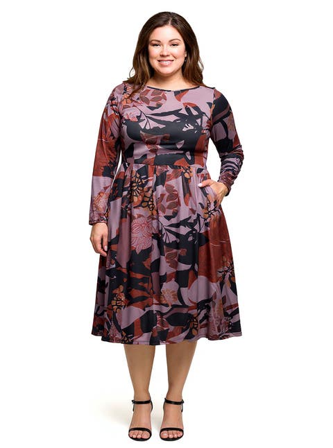 Long Sleeve Midi Dress Floral Print