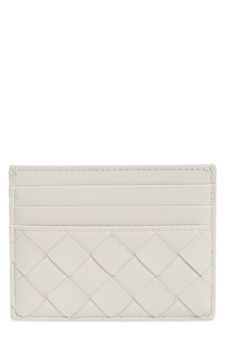 Intrecciato Leather Card Case, Main, color, 1742 SILICA GREY