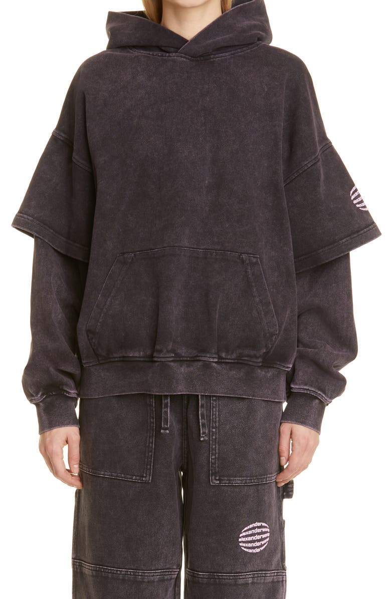 Alexander Wang Acid Wash Logo Hoodie, Main, color,