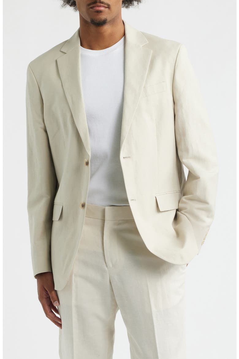 Slim Fit Solid Linen Blend Sport Coat, Main, color, BEIGE BIRCH