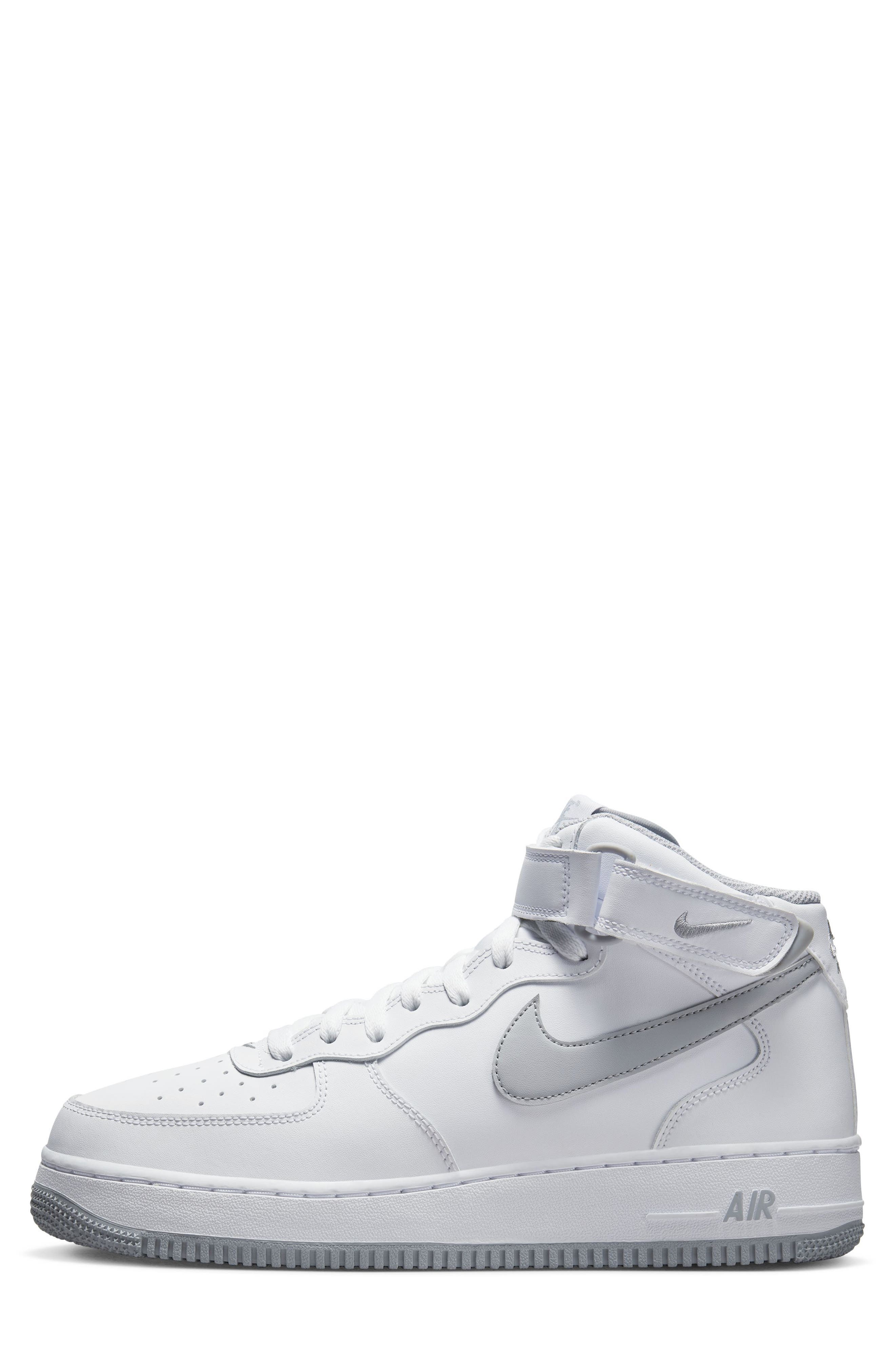 Air Force 1 Mid '07 Sneaker, Alternate, color, WHITE/ WHITE/ WOLF GREY
