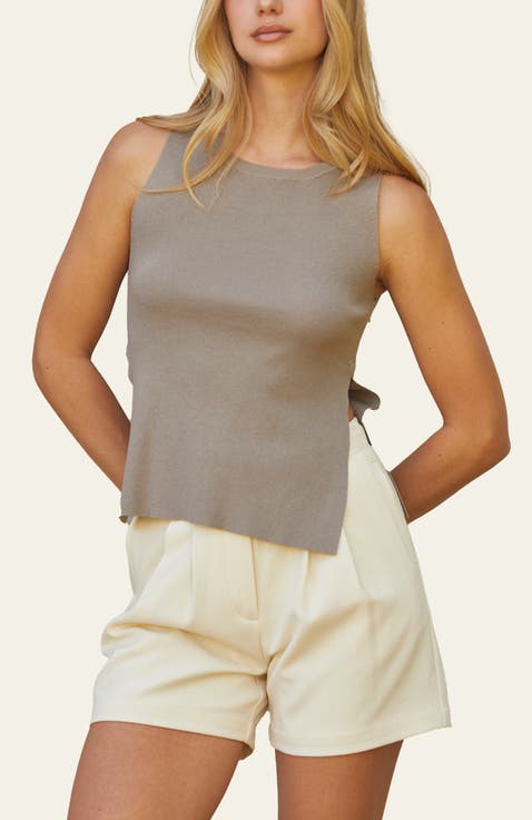 Side Slit Sleeveless Knit Top