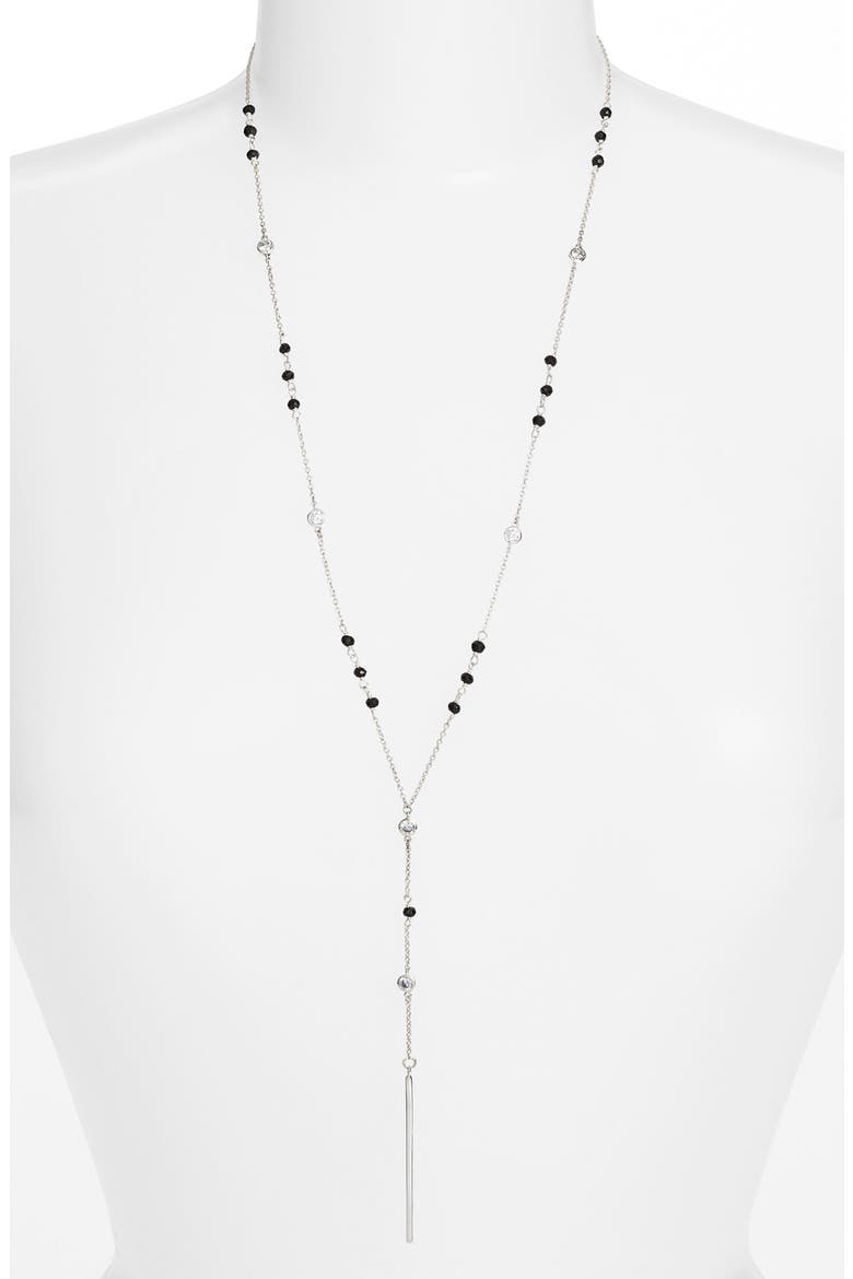 Argento Vivo Semiprecious Stone Beaded Y-Necklace, Main, color, BLACK/ SILVER
