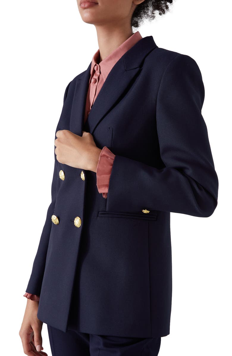 LK Bennett Mariner Double Breasted Blazer, Alternate, color, Navy