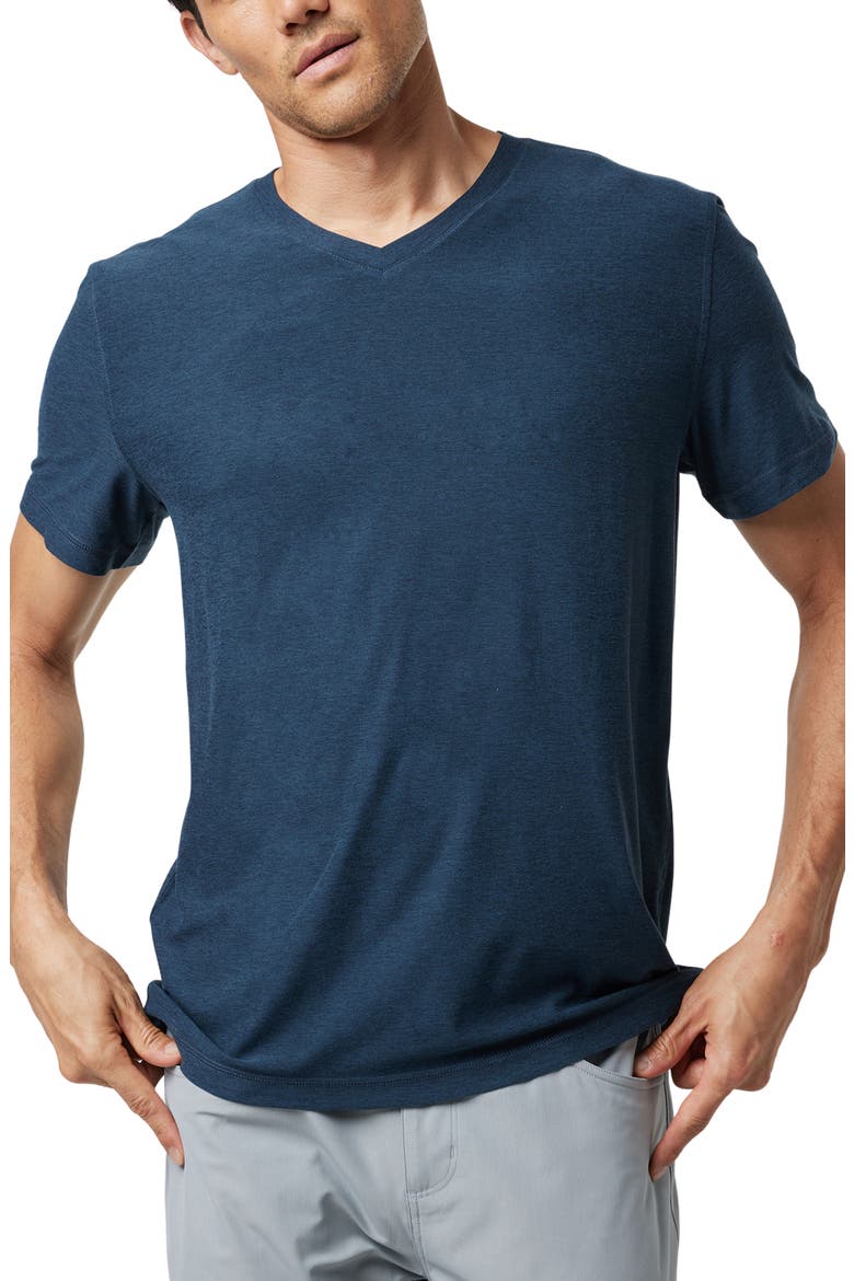 Strato Tech V-Neck T-Shirt, Main, color, NAVY HEATHER