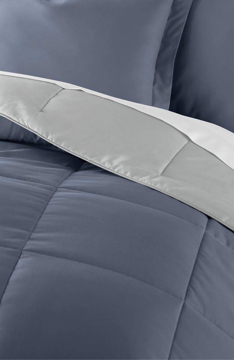 HOMESPUN Premium Down Alternative Reversible Comforter Set, Alternate, color, Stone / Light Gray