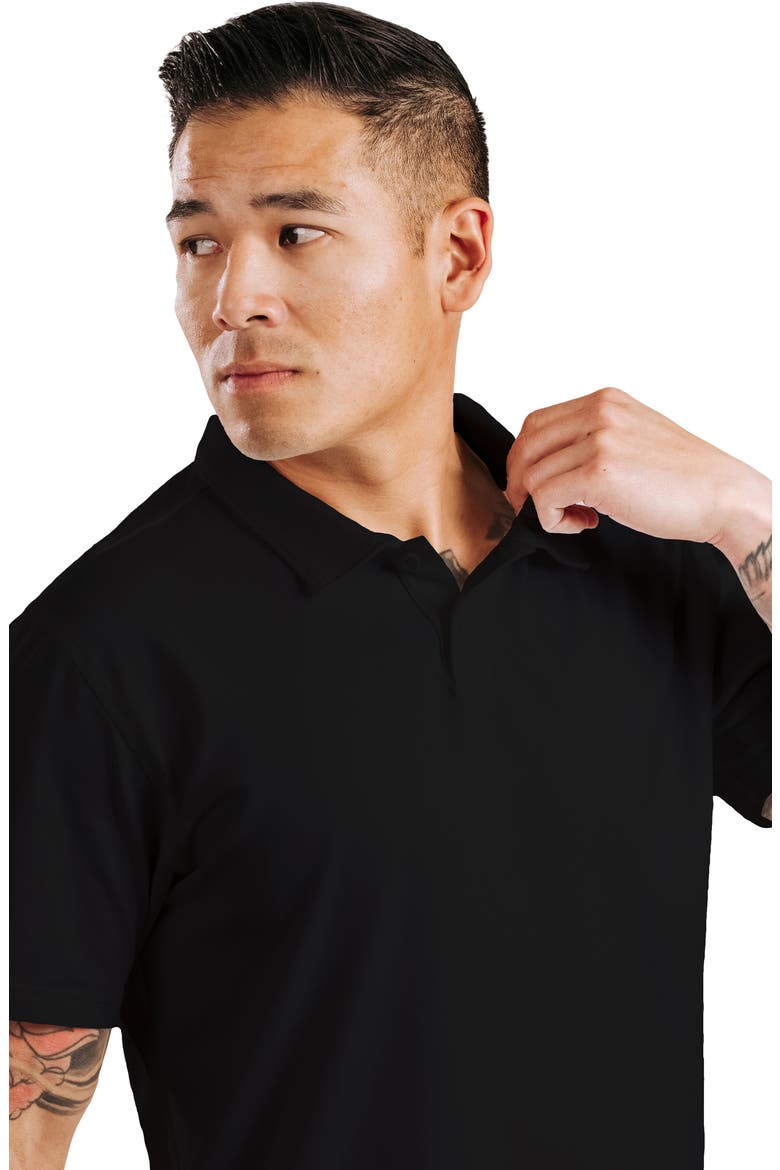 Cotton Blend Polo Shirt, Alternate, color, BLACK