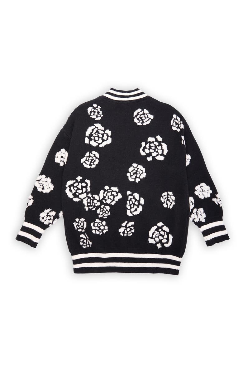 Abstract Rose Cardigan, Alternate, color, BLACK