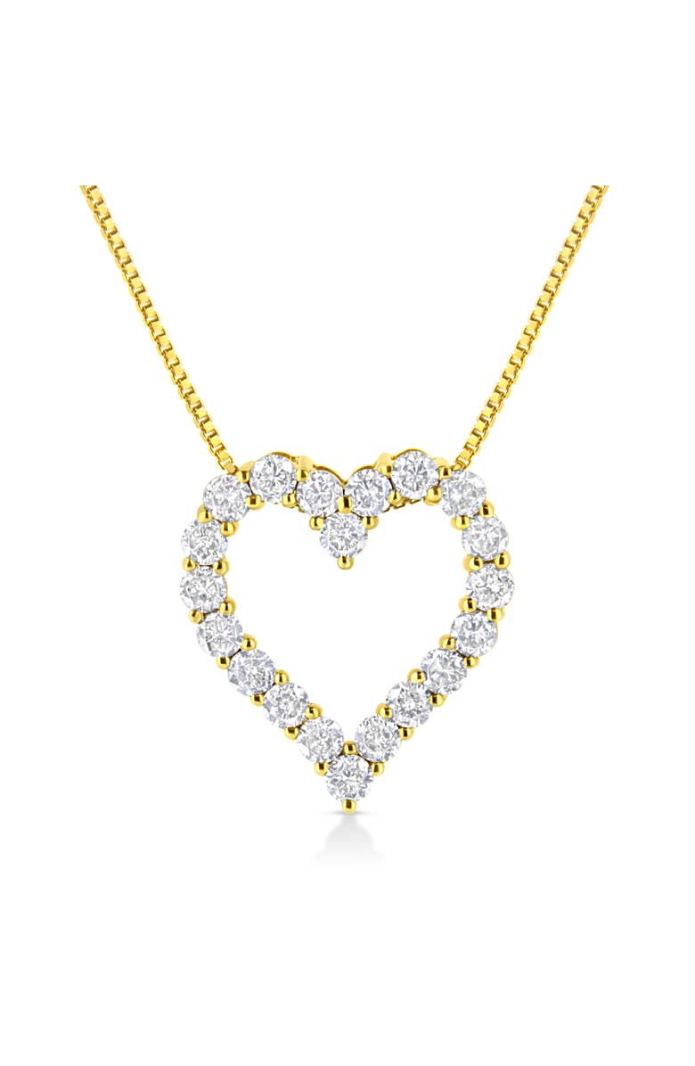 Haus of Brilliance 14K Yellow Gold Plated Silver 2.0 Cttw Diamond Classic Open Heart Pendant Necklace, Main, color, Yellow