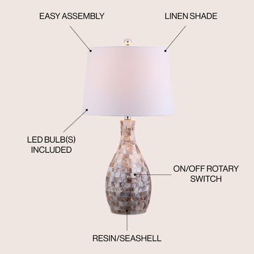 Jonathan Y Verna 26.5" Seashell Led Table Lamp In Ivory/beige
