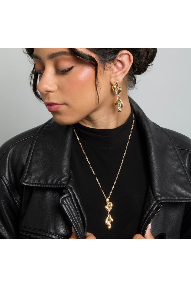 Sculptural Heart Drop Earrings, Alternate, color, Gold
