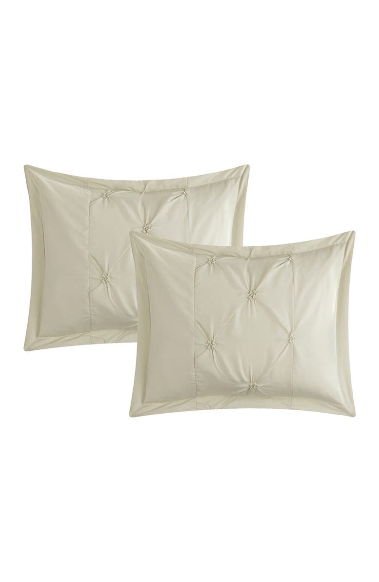 CHIC Nica Pinch Pleat Pintuck Queen Duvet Cover 3-Piece Set, Beige, Alternate, color,