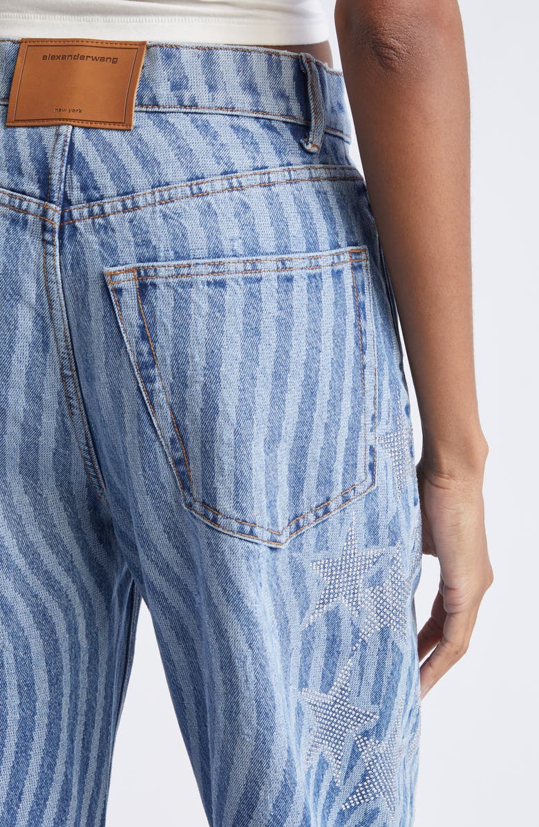 Alexander Wang Float Stars & Stripes Straight Leg Jeans, Alternate, color, Vintage Medium Indigo