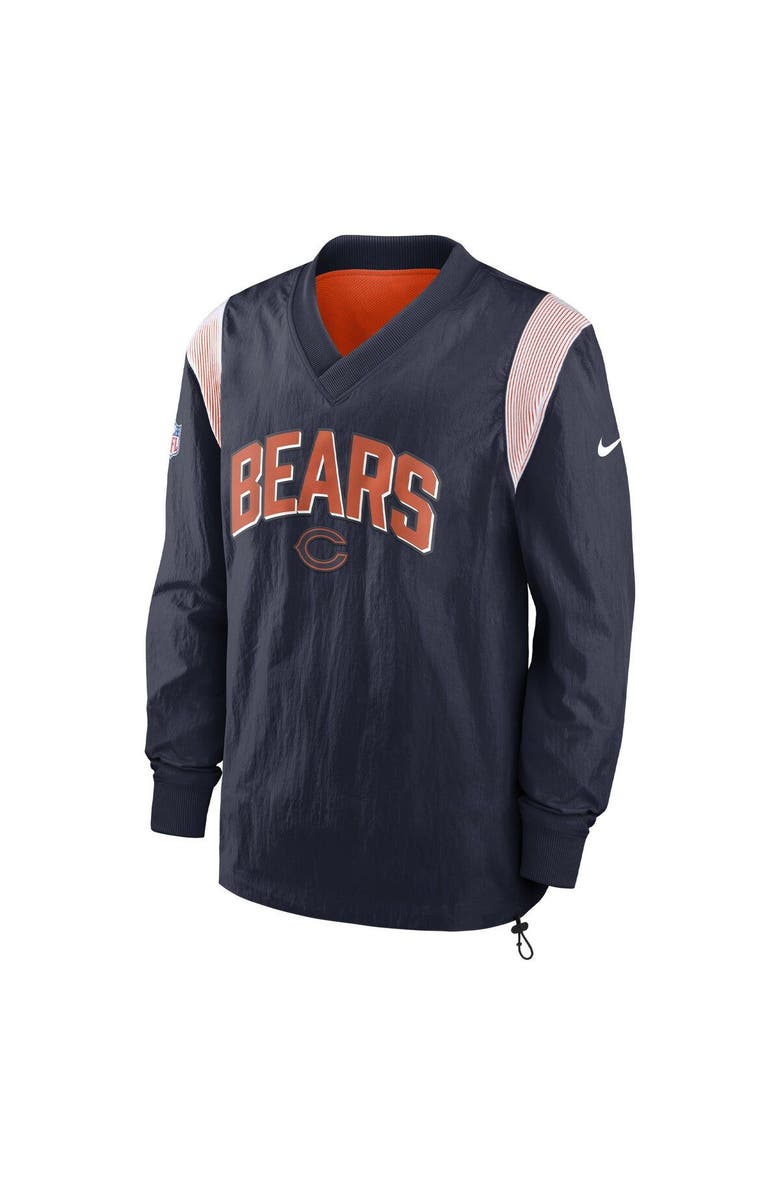 Nike Men's Nike Navy Chicago Bears Sideline Athletic Stack V-Neck Pullover Windshirt Jacket, Alternate, color, 