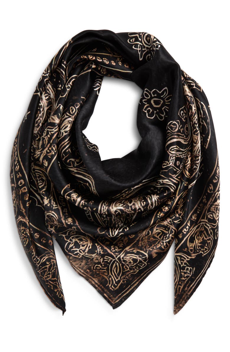 R13 Oversize Silk Bandana Scarf, Alternate, color, Black Bandana