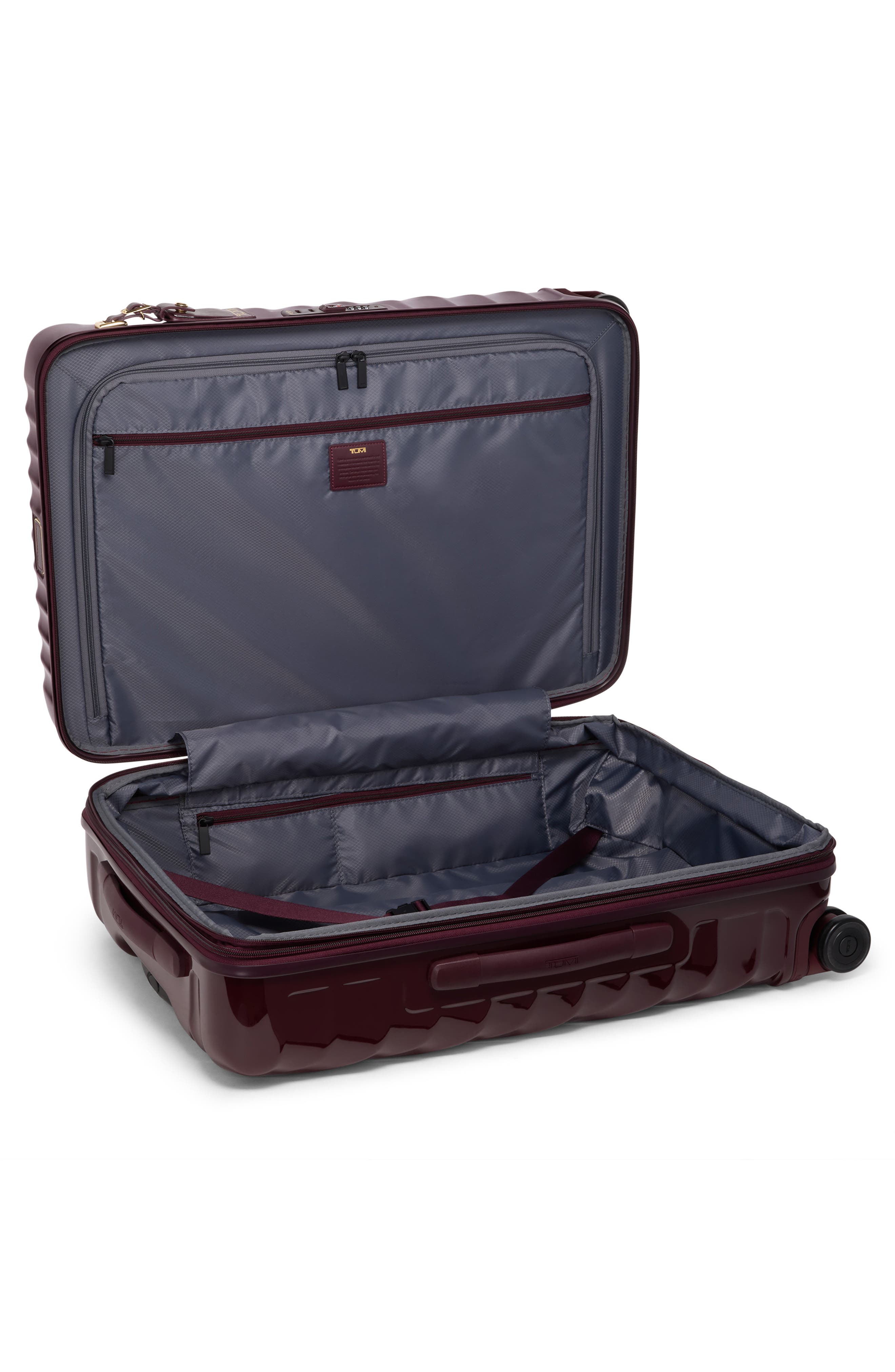 TUMI 19 Degree Medium Expandable Checked Hardside Spinner Suitcase, Alternate, color, Wine