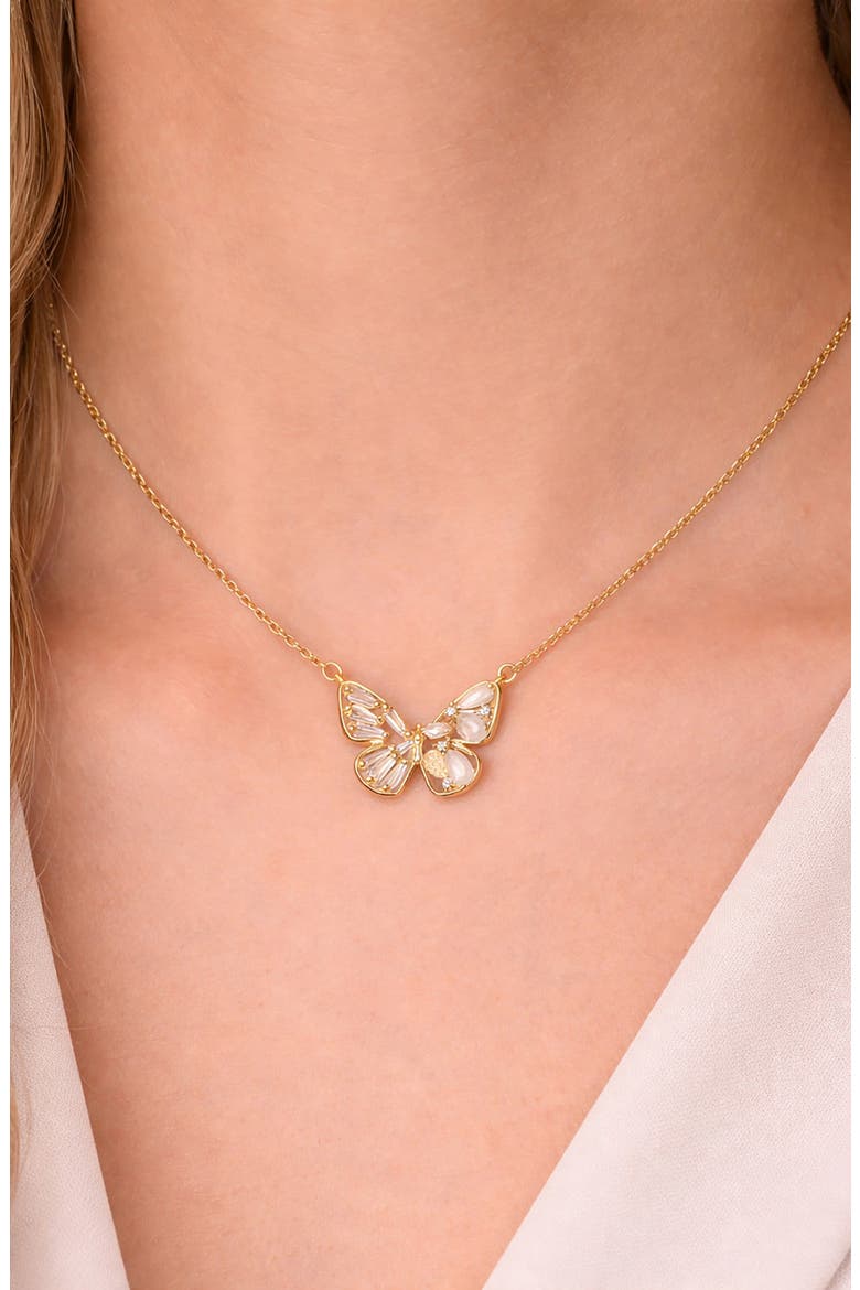 Butterfly Pendant Necklace, Alternate, color, GOLD