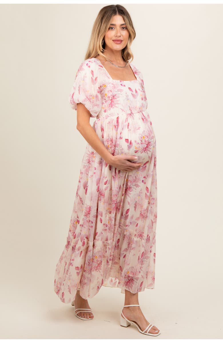 PinkBlush Puff Sleeve Square Neck Dress, Alternate, color, Red