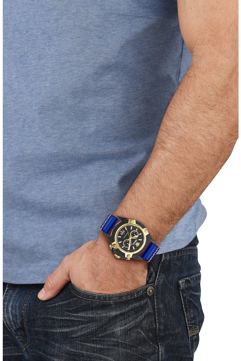 Icon Active Silicone Strap Watch, 44mm, Alternate, color, BLACK