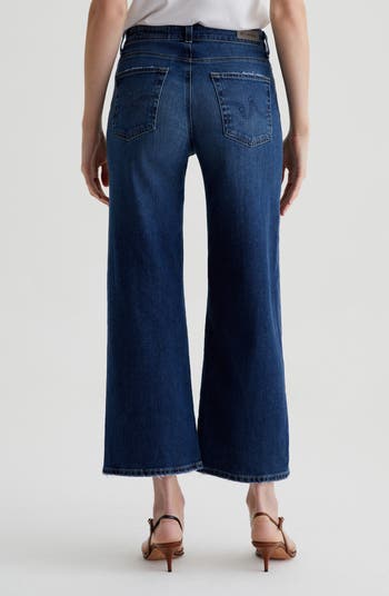 Saige Paneled Raw Hem Ankle Wide Leg Jeans