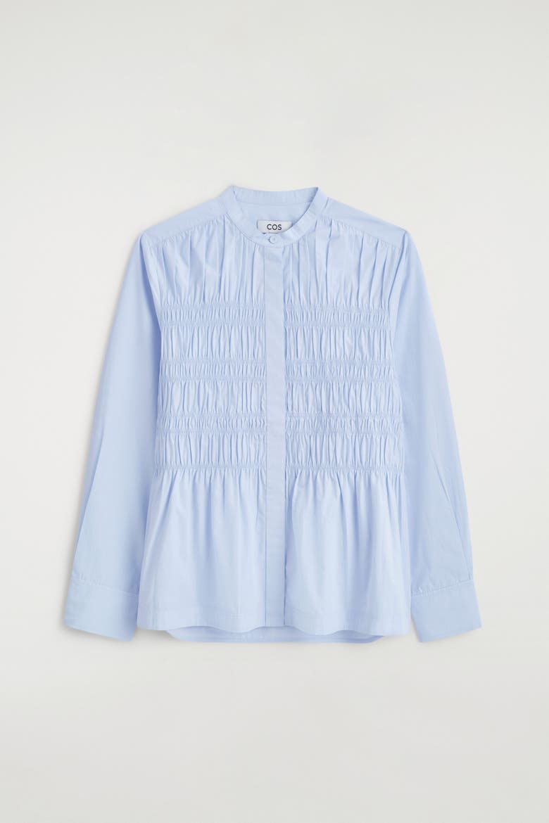 Ruched Cotton Blouse, Alternate, color, BLUE