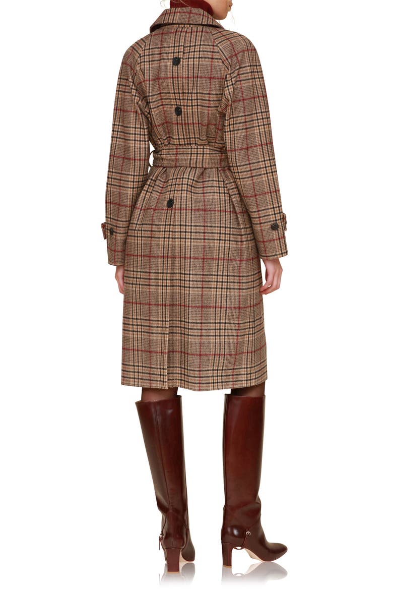 Plaid Belted Longline Coat, Alternate, color, HERITAGE PLAID