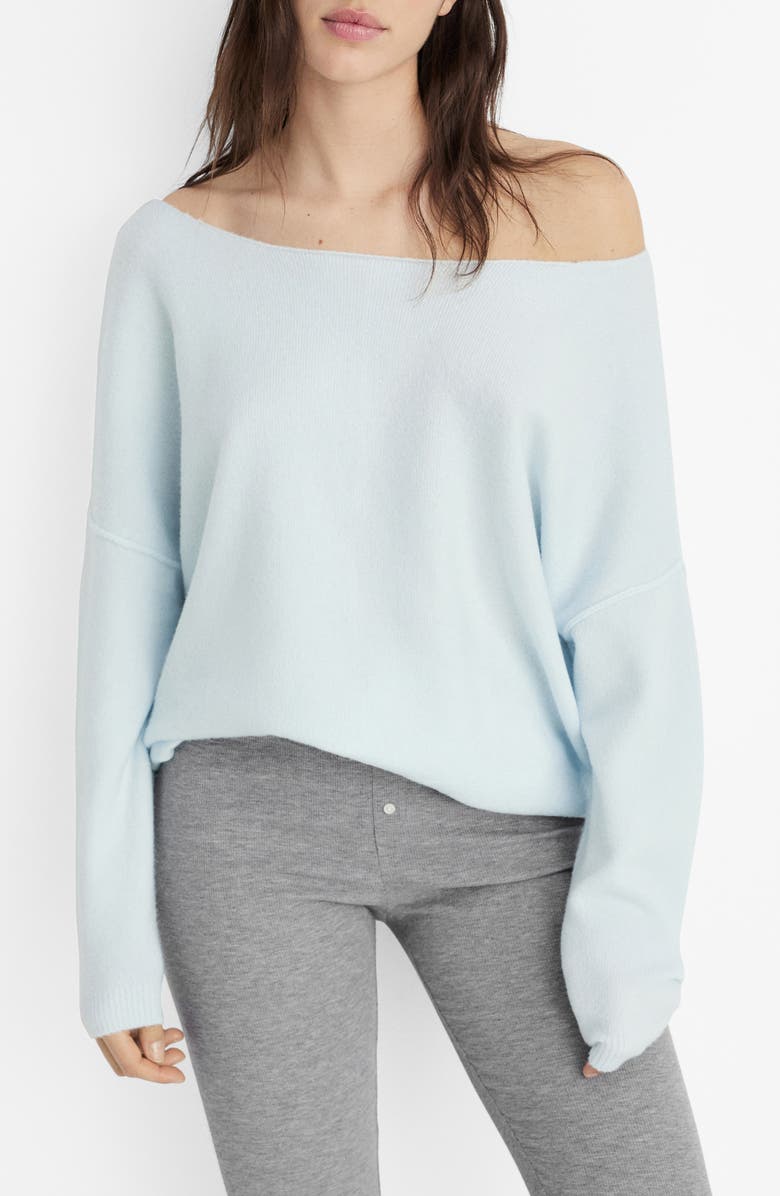 MANGO Boat Neck Sweater, Main, color, Pastel Green