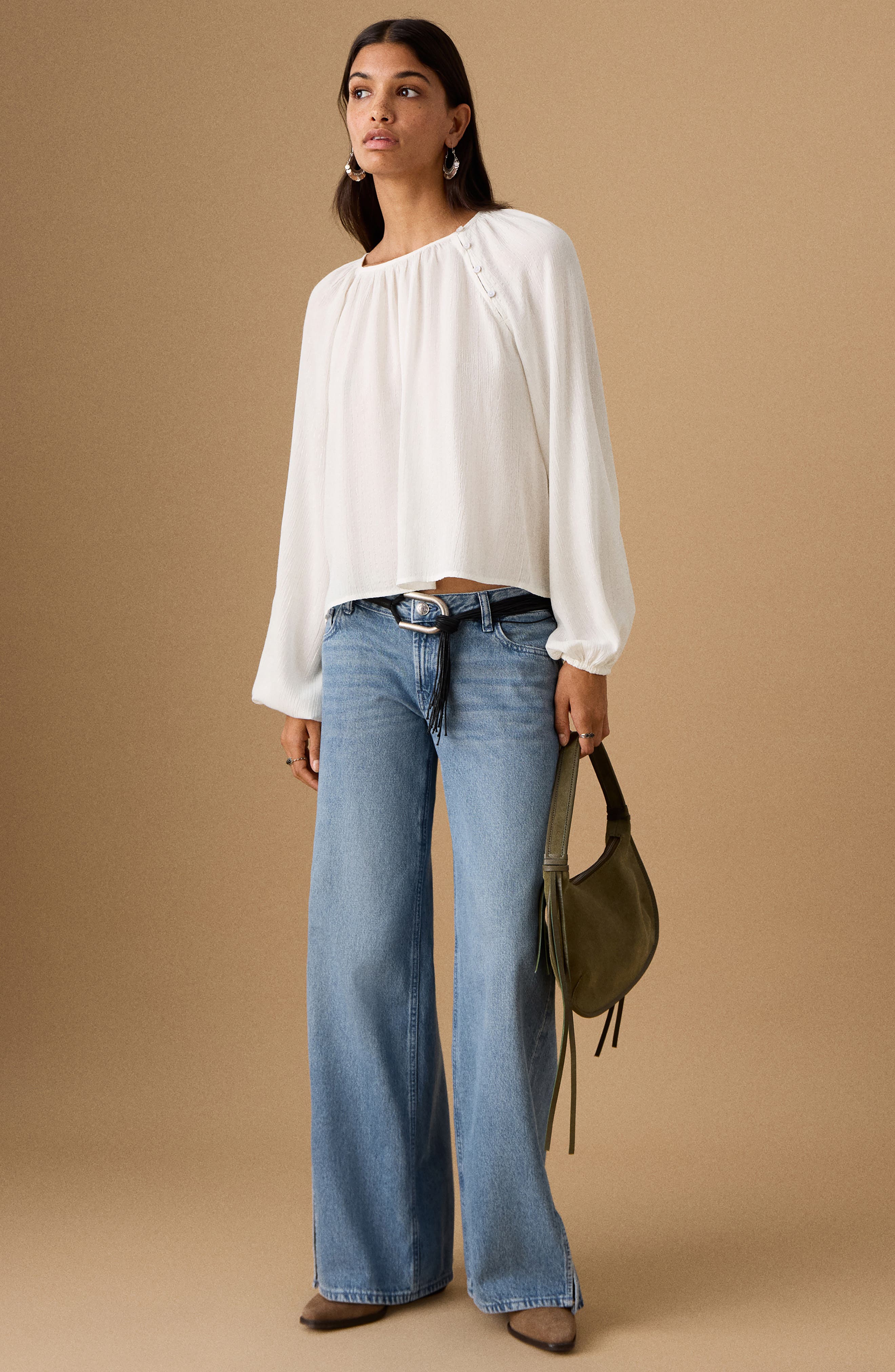 Metallic Raglan Sleeve Top - image 2