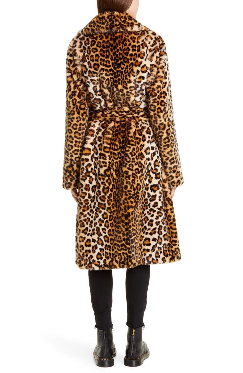 Stand Studio Faustine Leopard Print Faux Fur Coat, Alternate, color,