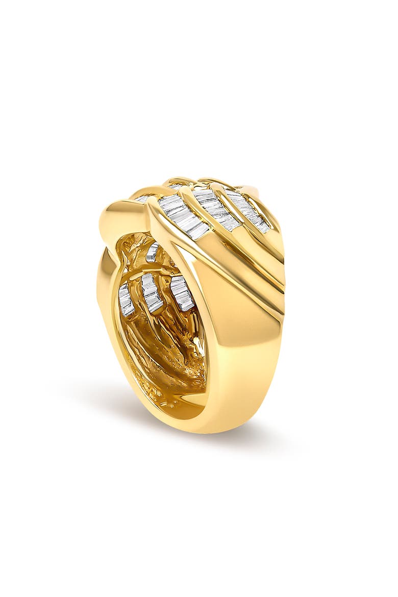 14K Yellow Gold 1-1/3 Cttw Baguette Diamond Wave Design Band Ring, Alternate, color, Yellow Gold