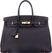 Pre-Owned Hermes Birkin Handbag Black Togo With Gold Hardware 35