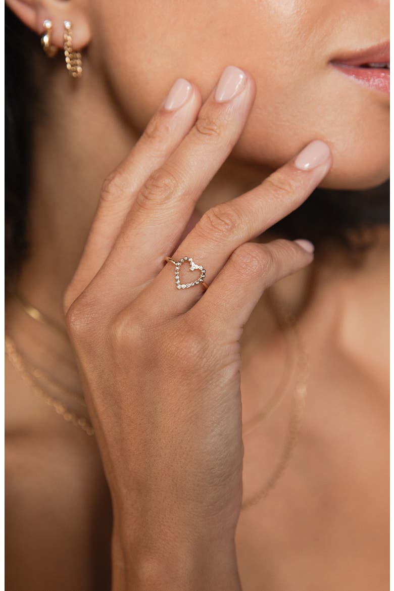 Diamond Open Heart Ring, Alternate, color, YELLOW GOLD