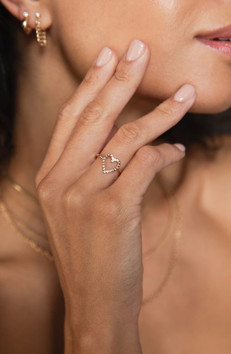 Zoë Chicco Diamond Open Heart Ring, Alternate, color, Yellow Gold