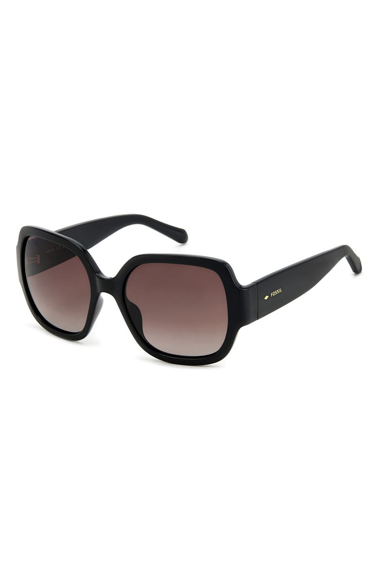 Fossil 58mm Square Sunglasses, Alternate, color, Black