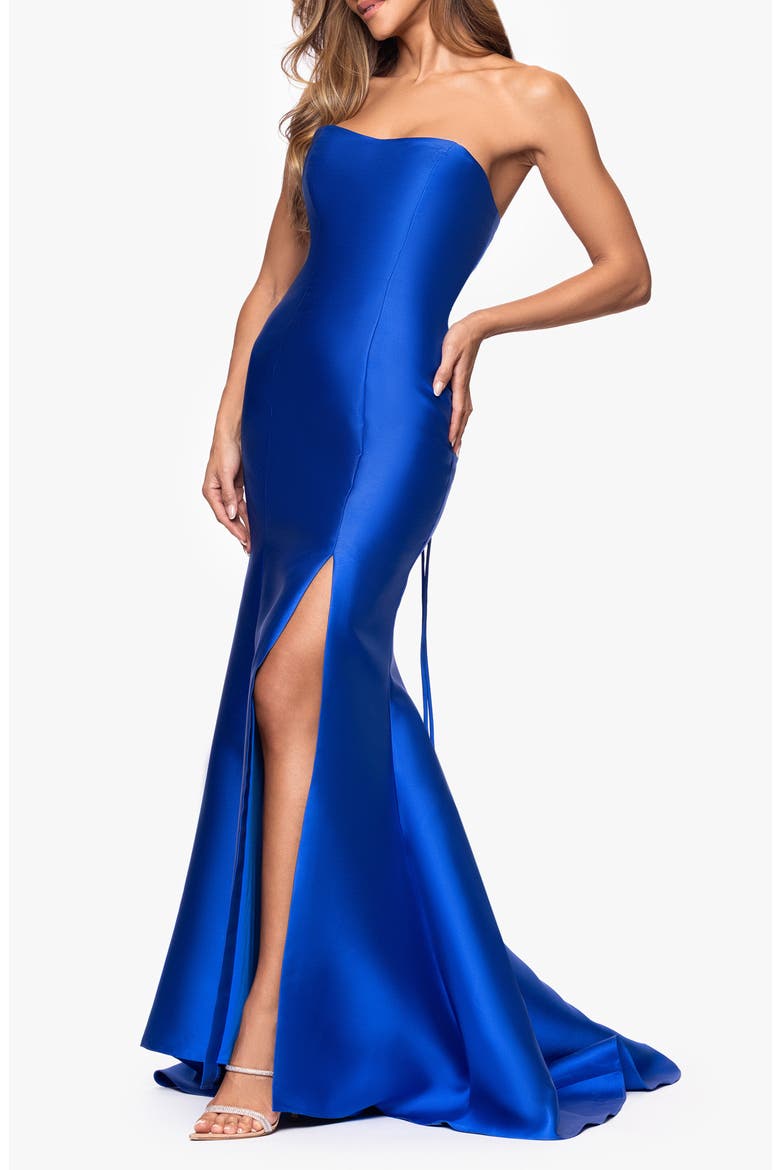 Strapless Mikado Mermaid Gown, Alternate, color, ROYAL