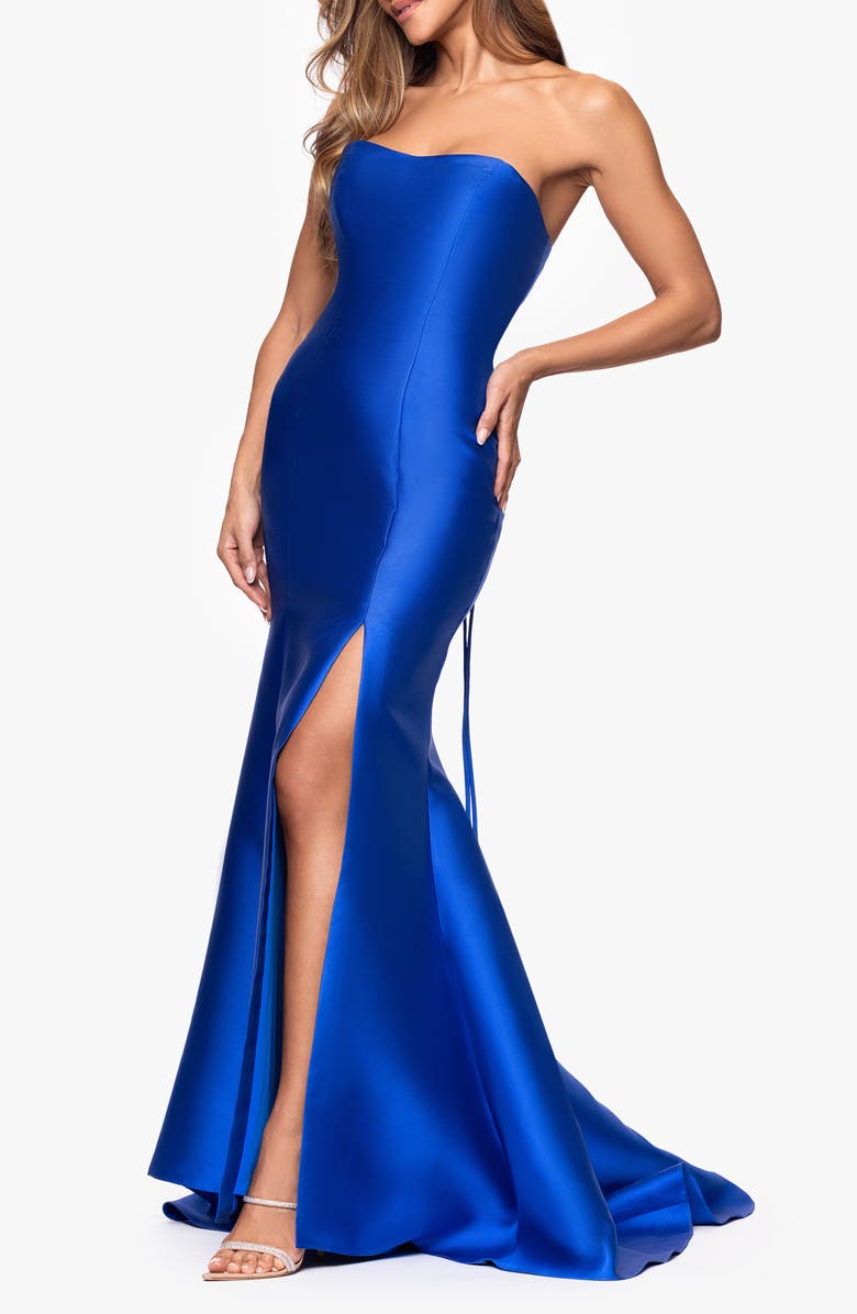 Betsy & Adam Strapless Mikado Mermaid Gown, Alternate, color, 